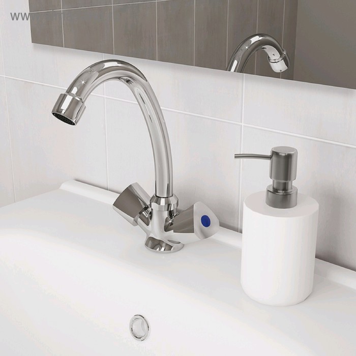 фото Смеситель для раковины milardo tring trisb00m01, двухвентильный, высокий излив 195 мм, хром 504945