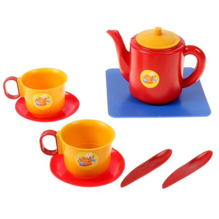 фото Посуда для кукол «набор чашек с чайником», 8 элементов пластмастер