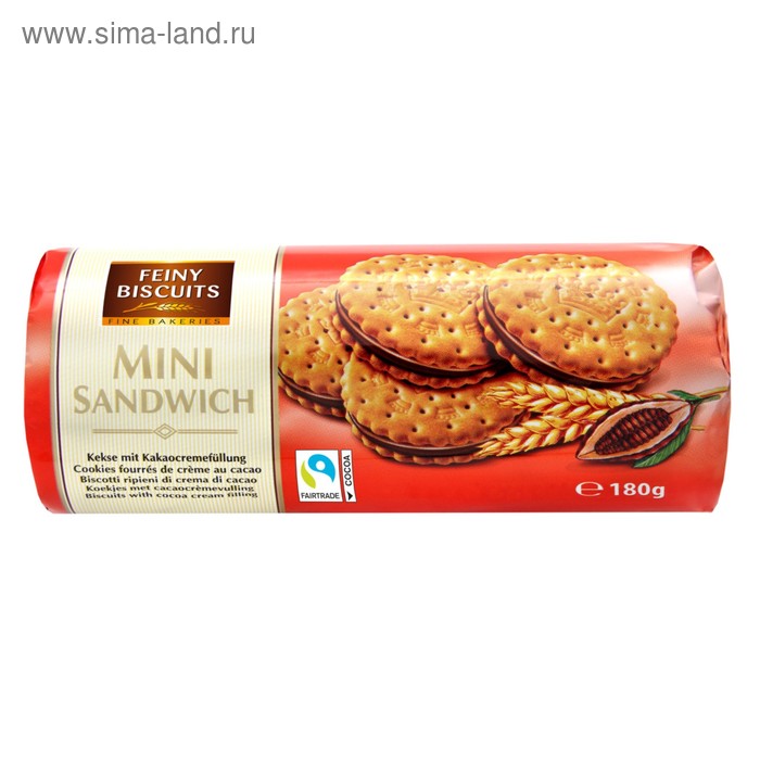 Печенье Feiny Biscuits из хрустящего бисквита и какао-крема, 180 г
Печенье Feiny Biscuits из хрустящего бисквита и какао-крема, 180 г