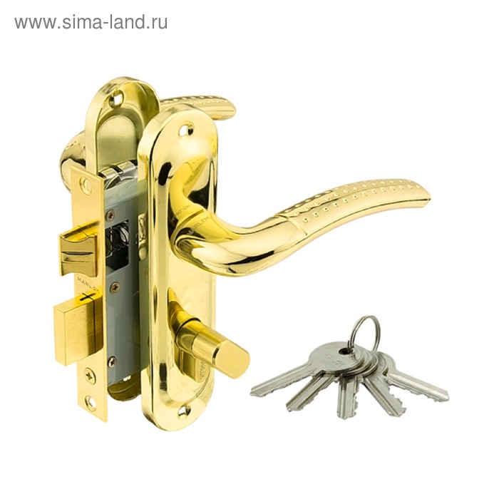 фото Замок врезной marlok 50/la02-цмв70, межосевое 50 мм, ключ/вертушка, цвет золото