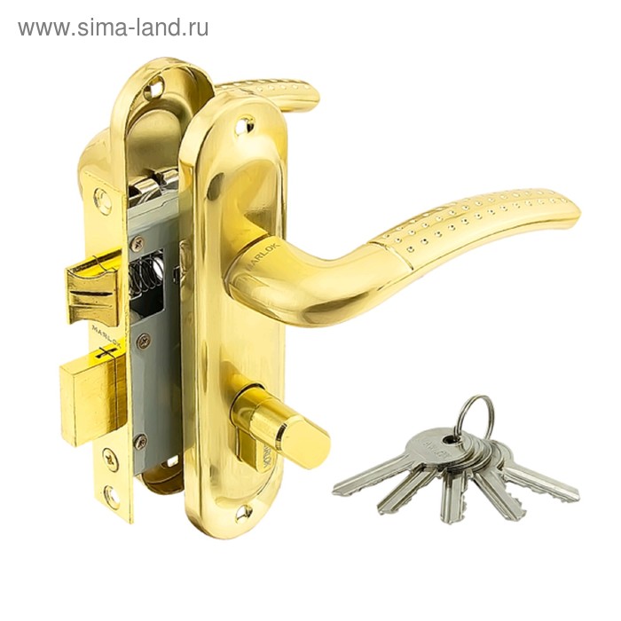 фото Замок врезной marlok 50/la02-цмв70, межосевое 50 мм, ключ/вертушка, цвет матовое золото