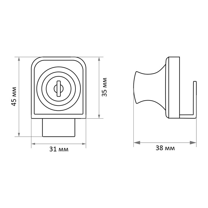 фото Замок-стекло marlok №804, квадратный, цвет хром