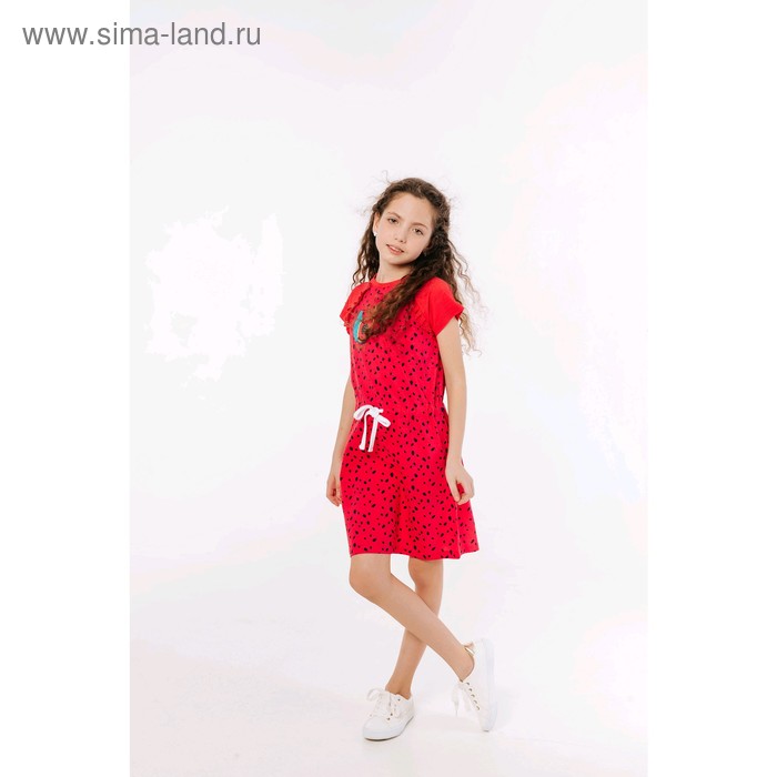 фото Платье для девочек, рост 128 см, цвет красный batik