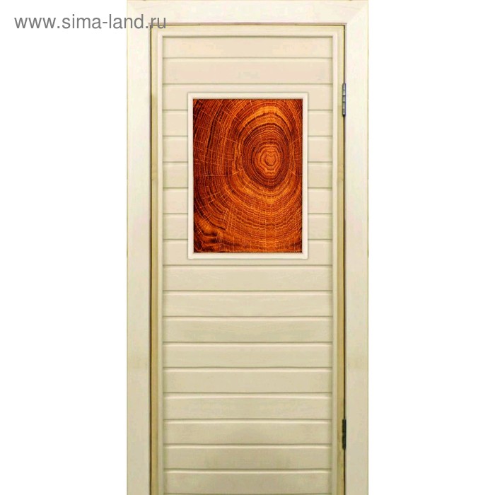 фото Дверь для бани со стеклом (40*60), "кольца", 170×70см, коробка из осины добропаровъ