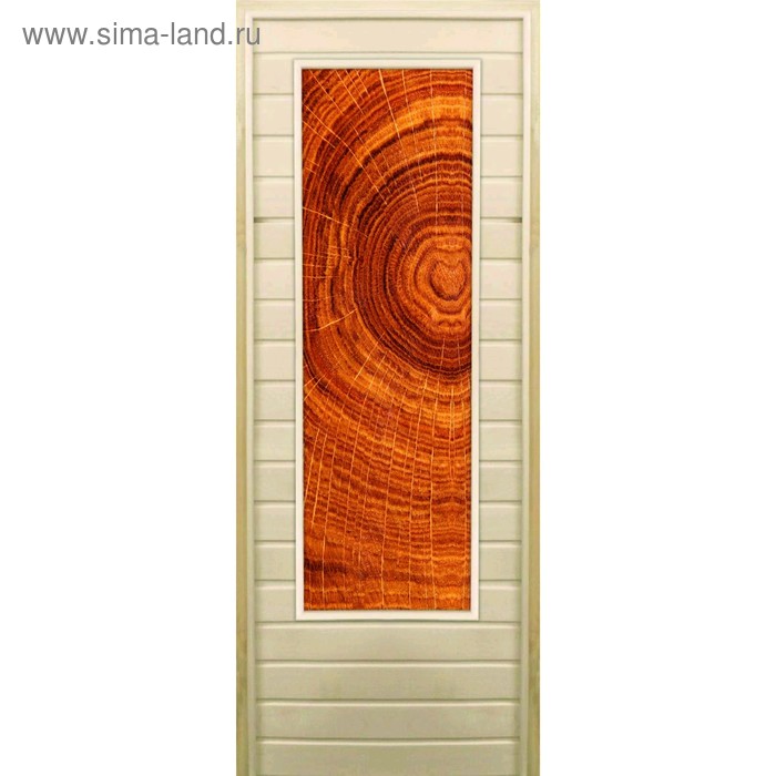 фото Дверь для бани со стеклом (43*129), "кольца", 180×70см, коробка из осины добропаровъ