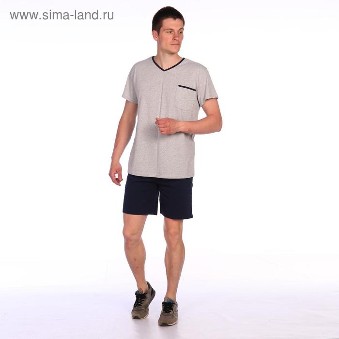 фото Костюм мужской (футболка, шорты), цвет серый, размер 48 domteks