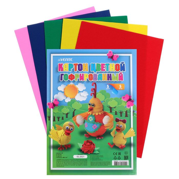 Картон цветной гофрированный, А4, 5 листов х 5 цветов, deVENTE, 180 г/м2, в пластиковом пакете с европодвесом,
Картон цветной гофрированный, А4, 5 листов х 5 цветов, deVENTE, 180 г/м2, в пластиковом пакете с европодвесом,