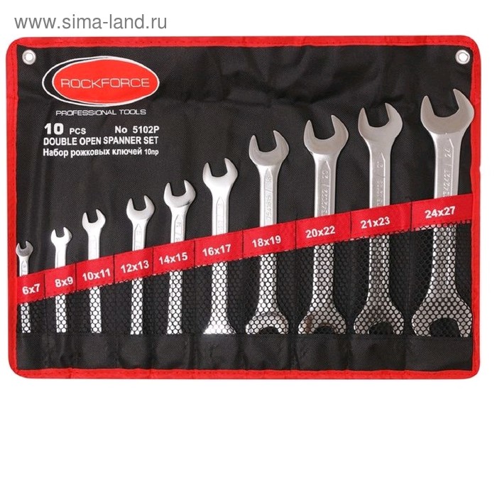Набор ключей ROCKFORCE RF-5102P, рожковых, 6-27мм, 10 предметов
Набор ключей ROCKFORCE RF-5102P, рожковых, 6-27мм, 10 предметов