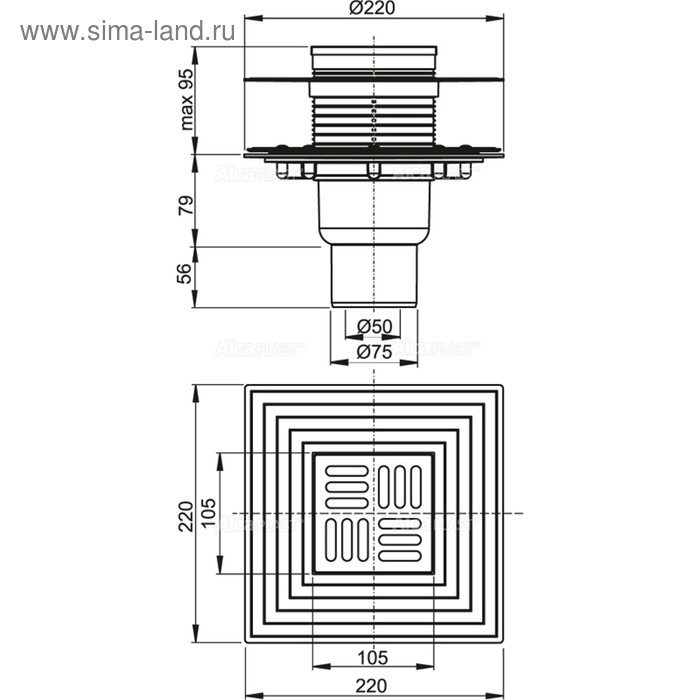 Сливной трап Alcaplast APV2324, 105×105/50/75 мм, прямой сток, гидрозатвор комбинированный
Сливной трап Alcaplast APV2324, 105×105/50/75 мм, прямой сток, гидрозатвор комбинированный