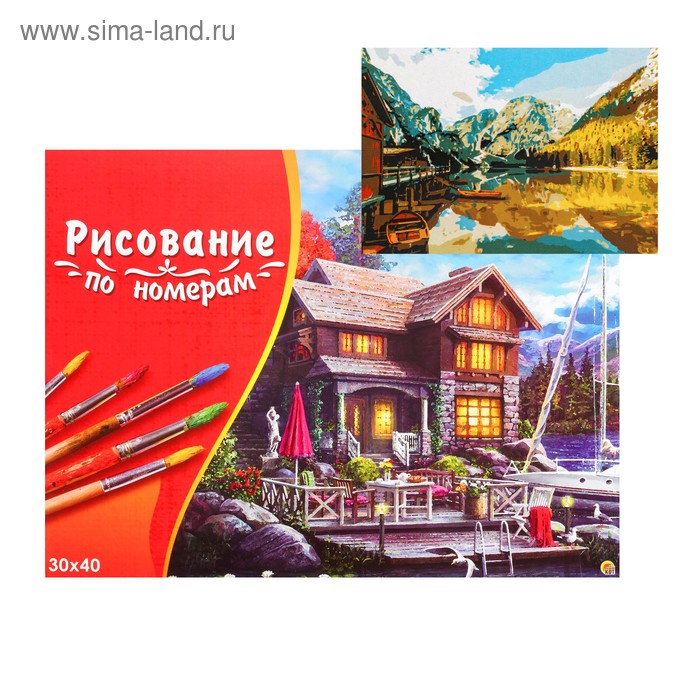 фото Картина по номерам на холсте 30 × 40 см, «лодки на горном озере» рыжий кот