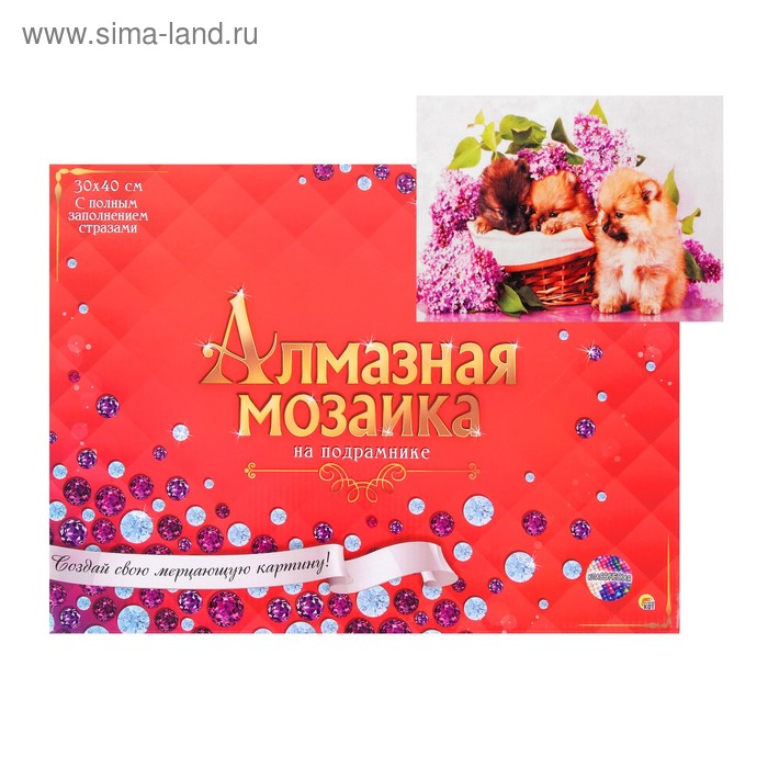 Алмазная мозаика 30 × 40 см, полное заполнение, с подрамником «Щенята с сиренью»
Алмазная мозаика 30 × 40 см, полное заполнение, с подрамником «Щенята с сиренью»