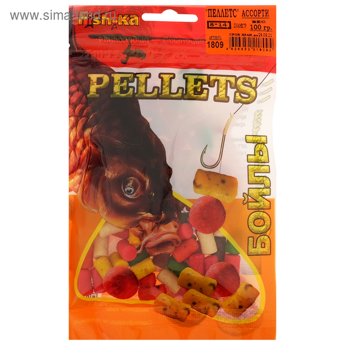 Пеллетс Fish-ka ассорти 8 × 14 мм, 100 г
Пеллетс Fish-ka ассорти 8 × 14 мм, 100 г
