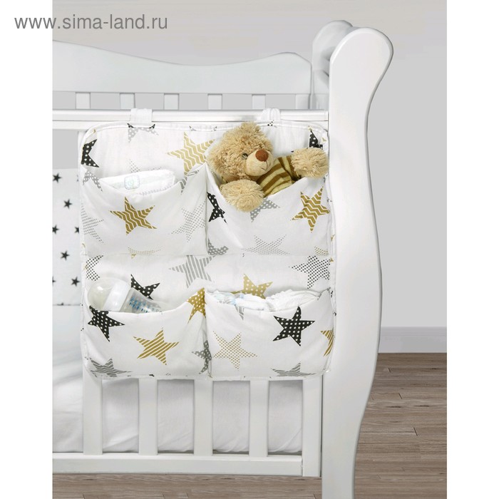 фото Органайзер на кроватку smart holder, размер 44×44 см, звёзды, пэчворк amarobaby