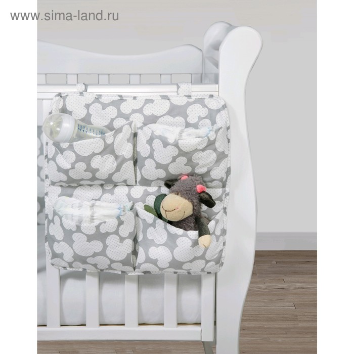 фото Органайзер на кроватку smart holder, размер 44×44 см, мышонок, серый amarobaby