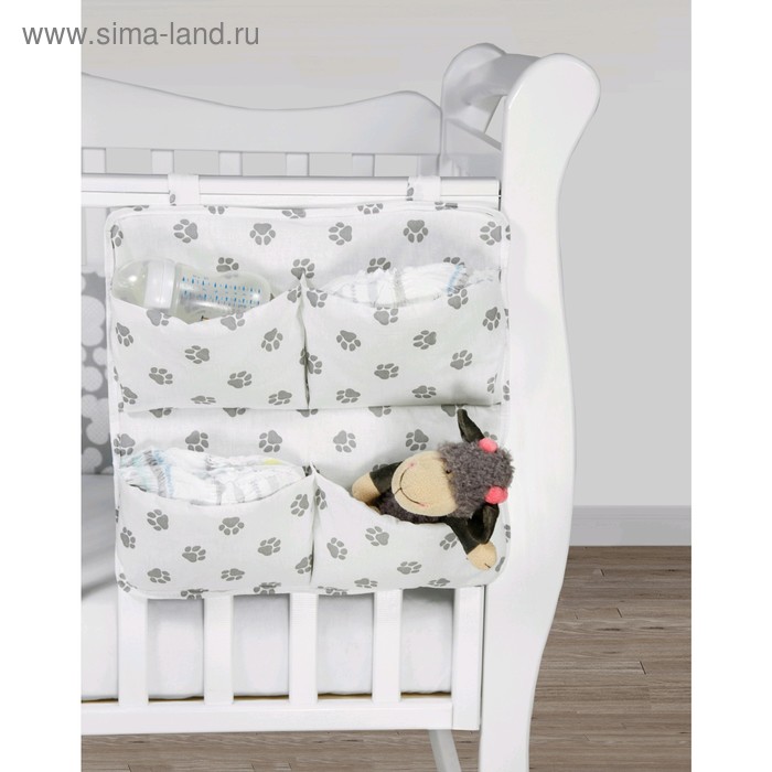 фото Органайзер на кроватку smart holder, размер 44×44 см, лапки, серые amarobaby