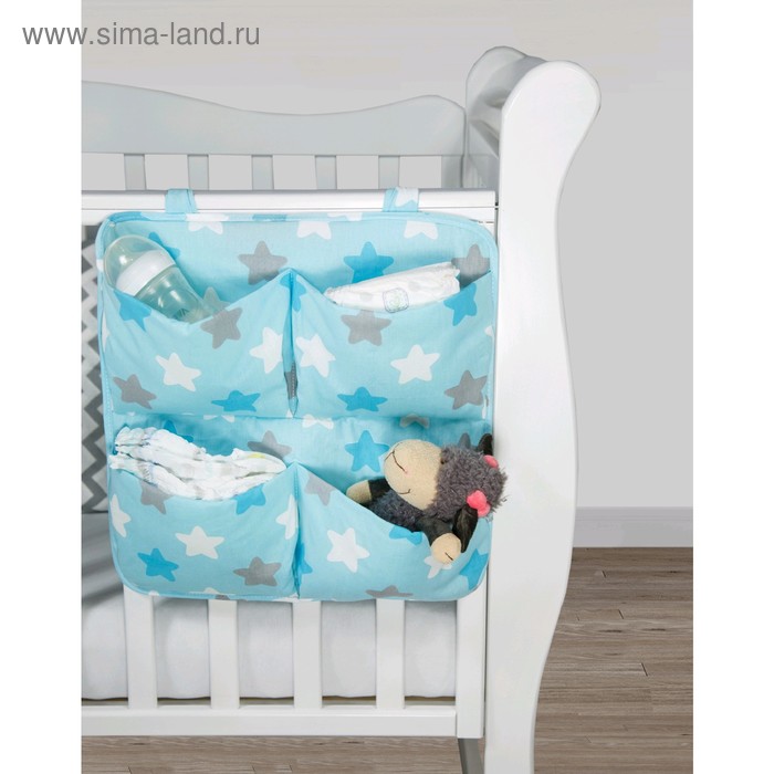 фото Органайзер на кроватку smart holder, размер 44×44 см, прянички, голубой amarobaby