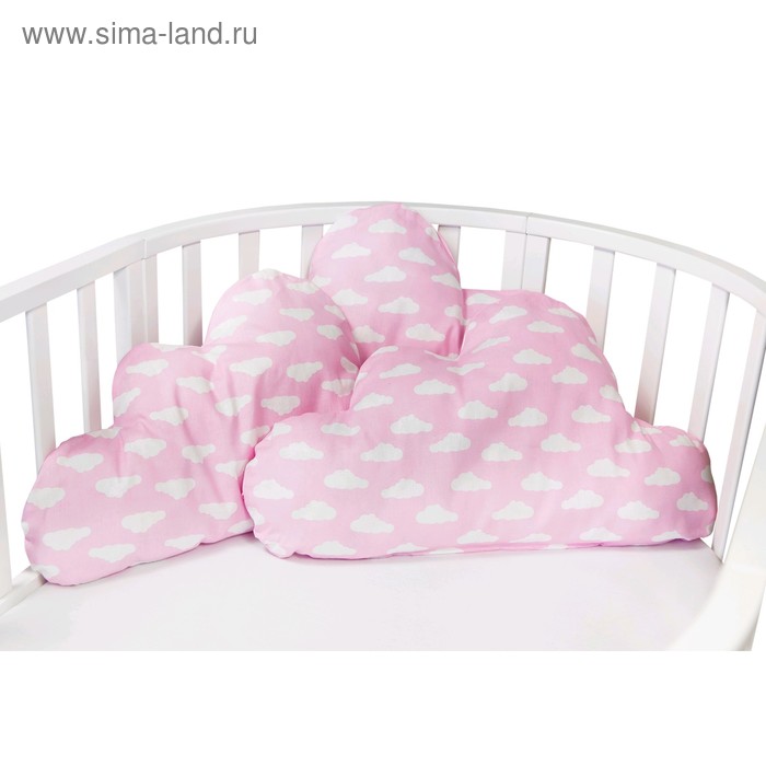 Подушка-бортик Sunny day, размер 60×40×7 см-3 шт, облака, розовые 
Подушка-бортик Sunny day, размер 60×40×7 см-3 шт, облака, розовые