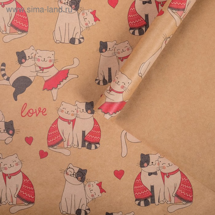 Бумага упаковочная крафтовая "Влюблённые котики" 50х70 см
Бумага упаковочная крафтовая "Влюблённые котики" 50х70 см