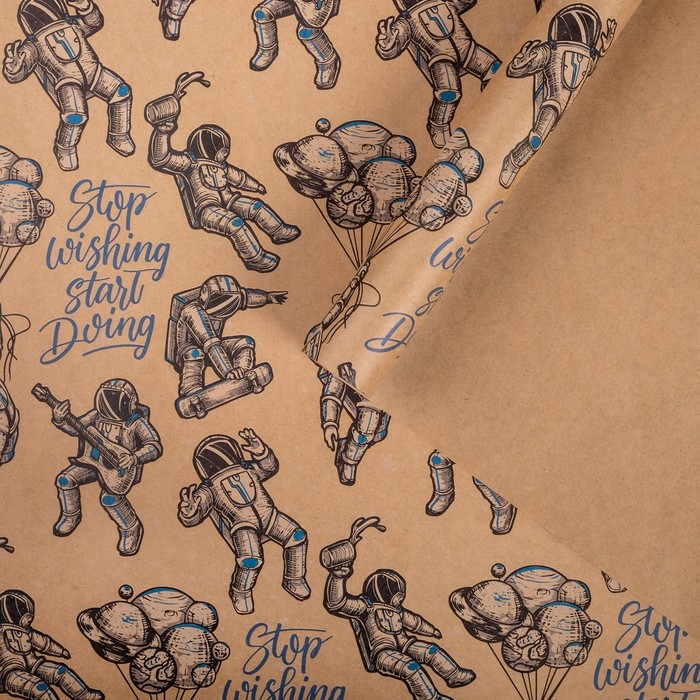 Бумага упаковочная крафтовая «Космонавты», 50х70 см 
Бумага упаковочная крафтовая «Космонавты», 50х70 см