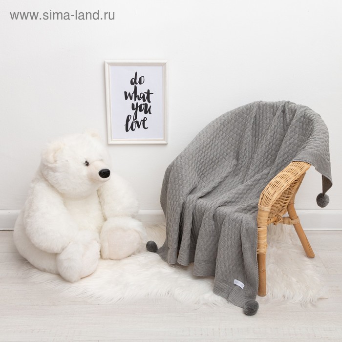 Вязаный плед Крошка Я Рисунок кубик, 90х90 см, цвет серый 
Вязаный плед Крошка Я Рисунок кубик, 90х90 см, цвет серый