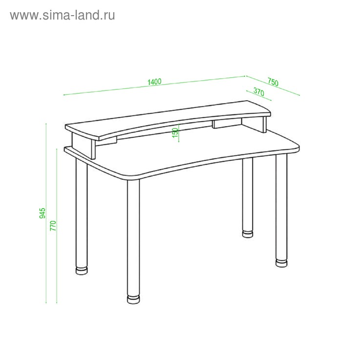 фото Стол с надстройкой «скл софт140мо», 1400 × 750 × 945 мм, цвет чёрный