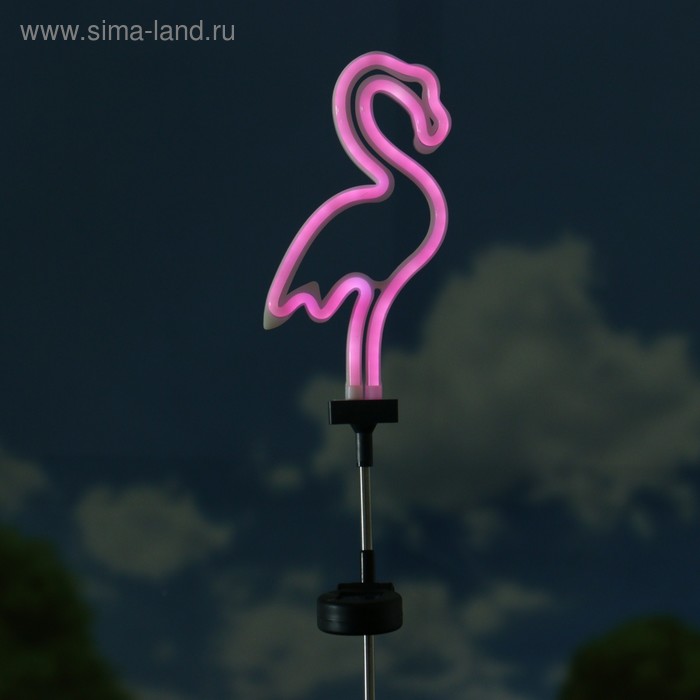 фото Садовый светильник эра, "фламинго неоновый", на солнечной батарее