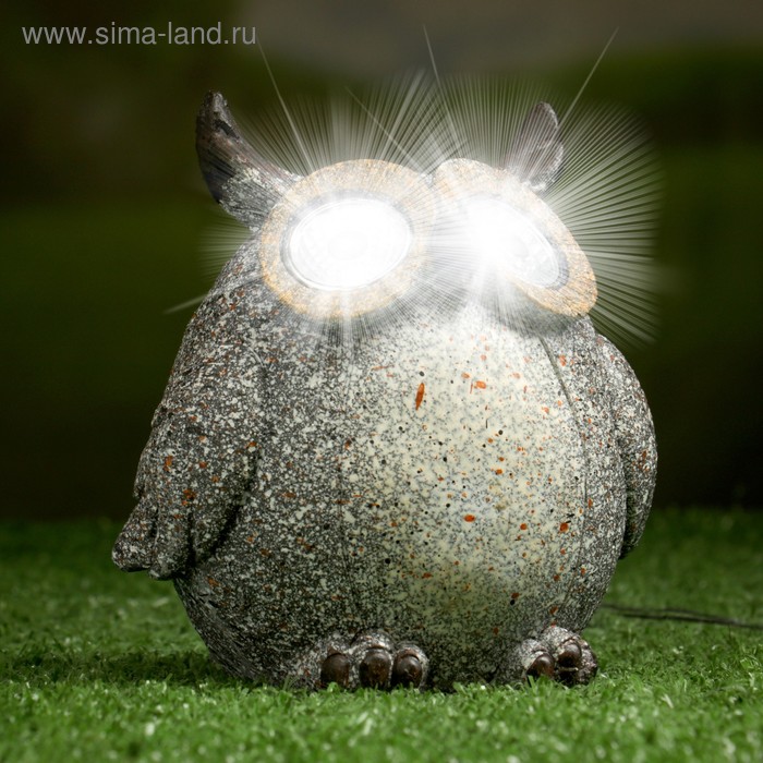 фото Садовый светильник "филин серый" на солнечной батарее, 11,5 см хорошие сувениры