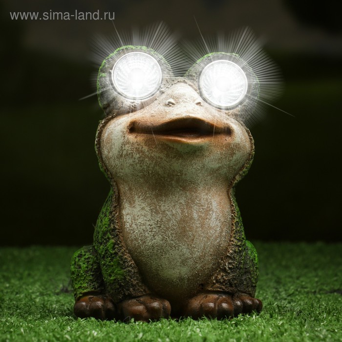 фото Садовый светильник "лягушка" на солнечной батарее, 14,5 см хорошие сувениры