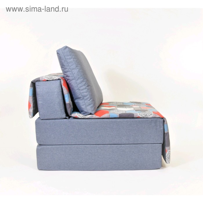 фото Кресло - кровать «харви» с накидкой - матрасиком, размер 75 х 100 см, цвет серый, принт геометрия, рогожка wowpuff