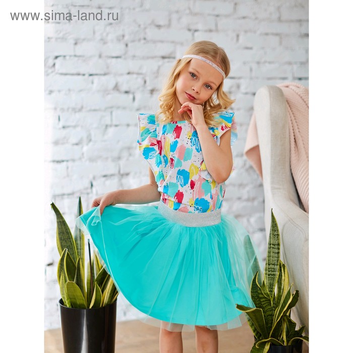 фото Юбка для девочки, рост 128 см, цвет голубой umka