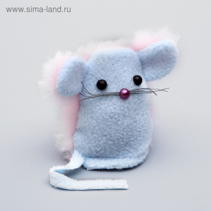 Игрушка для кошачьей мяты "Мышь-ушастик", на липучке, 8 х 7,5 х 1,5 см, микс цветов