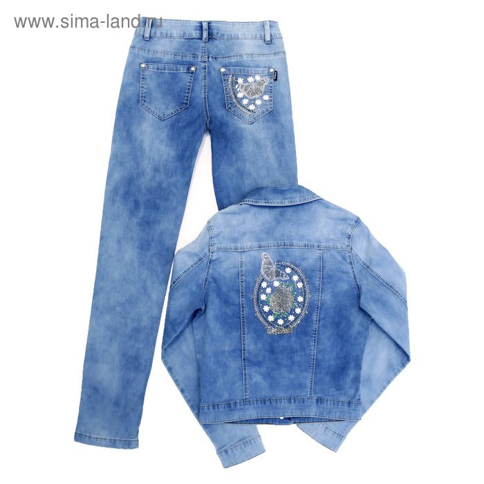 фото Костюм джинсовый для девочек, рост 146 см yuke jeans