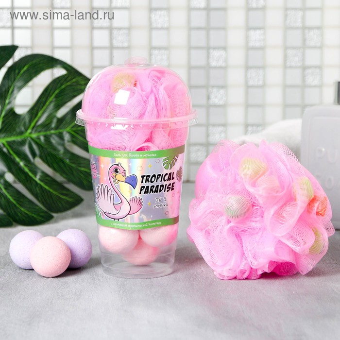 Набор Tropical Paradise, соль для ванн 8 шт. и мочалка
Набор Tropical Paradise, соль для ванн 8 шт. и мочалка