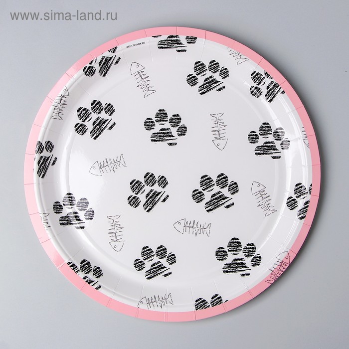 Тарелка бумажная «Котики», 23 см, набор 6 шт.