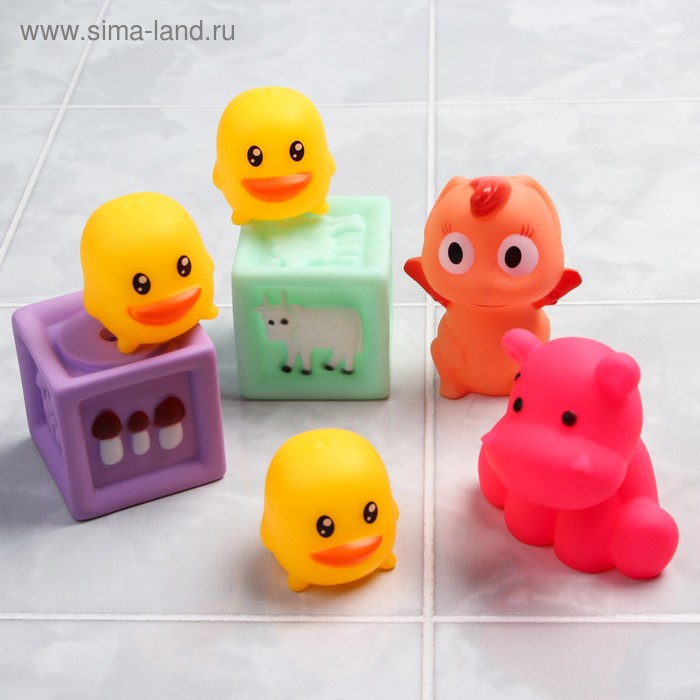 Набор резиновых игрушек для игры в ванной «Малыши с кубиками», с пищалкой, 7 шт
Набор резиновых игрушек для игры в ванной «Малыши с кубиками», с пищалкой, 7 шт