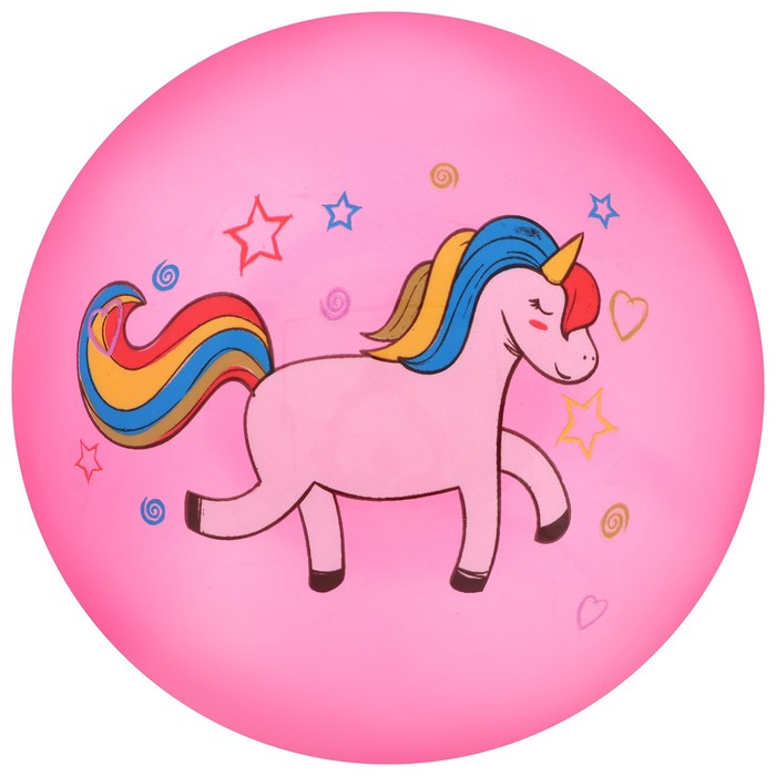 фото Мяч детский «пони и единороги», d=22 см, 60 г, цвет микс