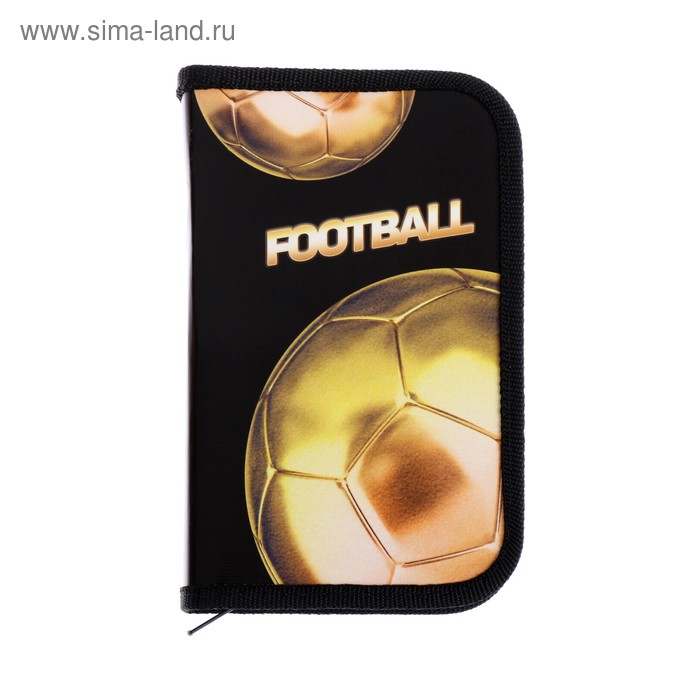 фото Пенал 1 секция, 115 х 190 х 30 мм, ламинированный картон, calligrata, «футбол. золотой мяч»