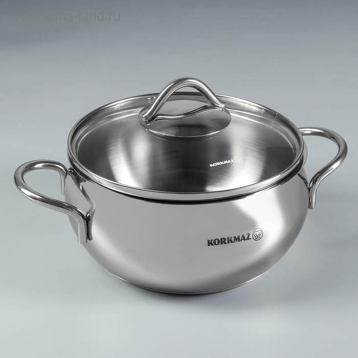 Кастрюля Korkmaz Tombik, 2,5 л, 18×9 см, стеклянная крышка 
Кастрюля Korkmaz Tombik, 2,5 л, 18×9 см, стеклянная крышка