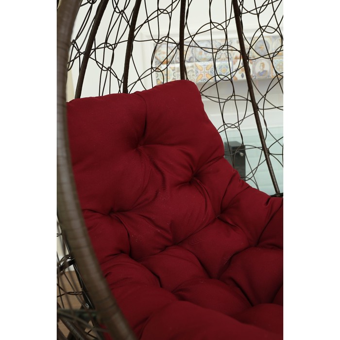 фото Подвесное кресло «бароло», капля, цвет коричневый, подушка бордо, стойка кемпинггрупп
