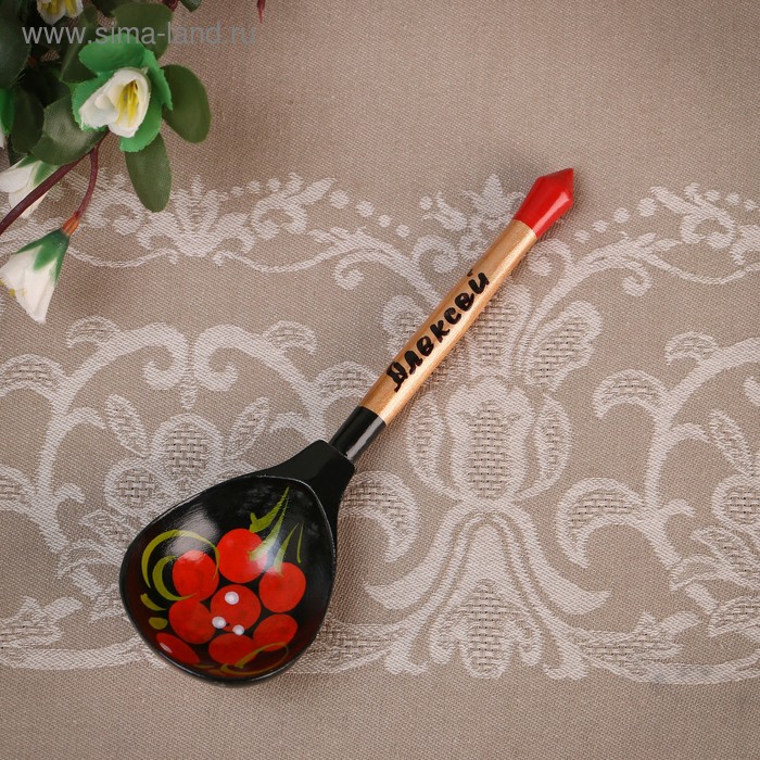 фото Ложка сувенирная, именная "алексей", хохлома