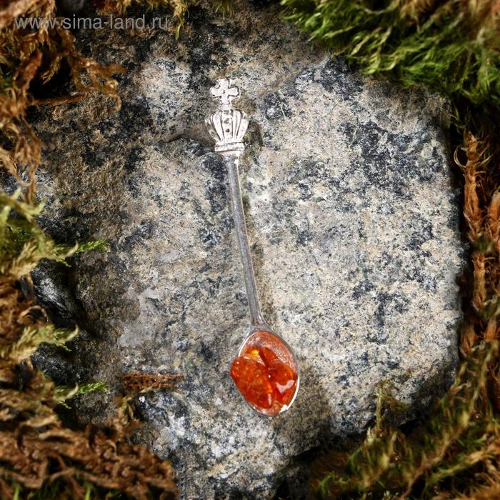 фото Брелок-талисман "царская ложка", натуральный янтарь, посеребрение