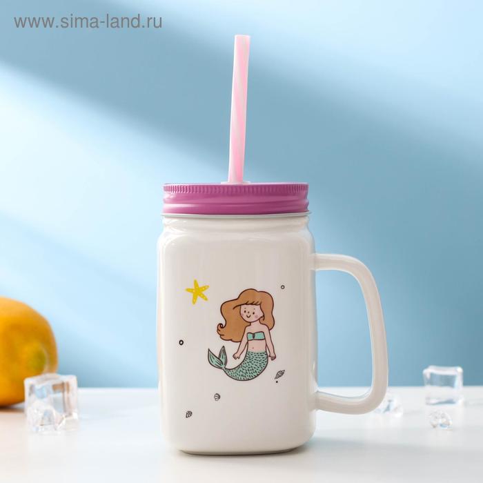 Кружка «Русалка», 480 мл, с металлической крышкой и трубочкой, рисунок МИКС 
Кружка «Русалка», 480 мл, с металлической крышкой и трубочкой, рисунок МИКС