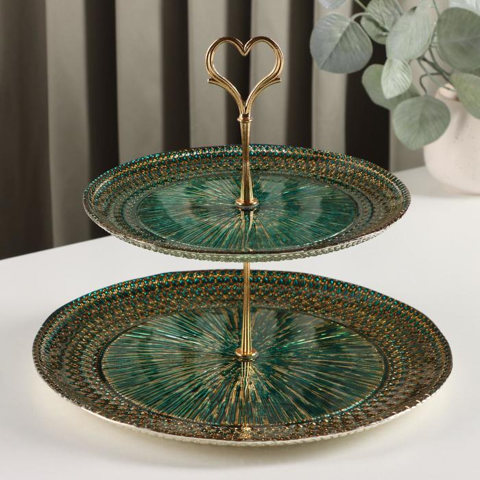 Блюдо 2-х ярусное «Морион», d=21/27 см, цвет зелёный с золотом
Блюдо 2-х ярусное «Морион», d=21/27 см, цвет зелёный с золотом