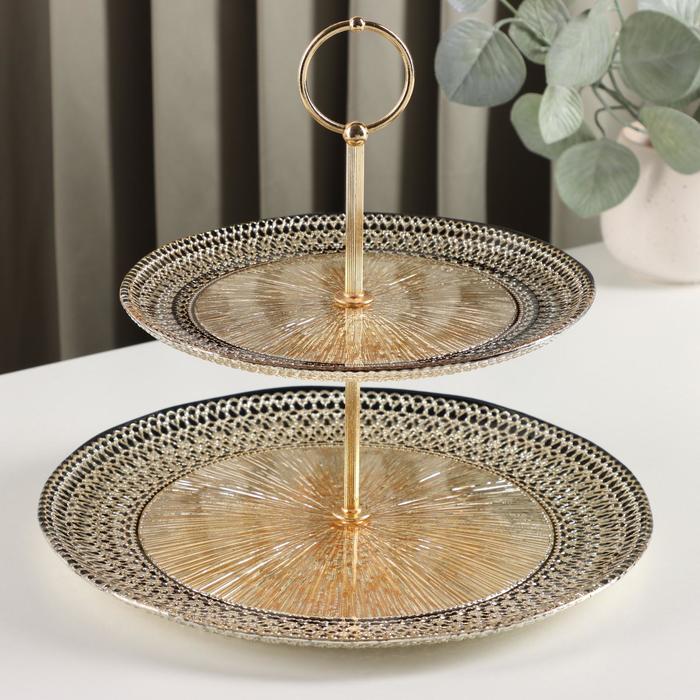 Блюдо 2-х ярусное «Морион», d=21/27 см, цвет чёрный с золотом
Блюдо 2-х ярусное «Морион», d=21/27 см, цвет чёрный с золотом