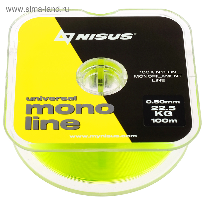 фото Леска nisus monoline, диаметр 0.5 мм, тест 22.5 кг, 100 м, флуоресцентная желтая