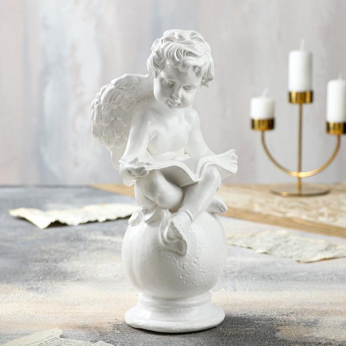 Статуэтка "Ангел на шаре, читающий", белая, гипс, 31 см
Статуэтка "Ангел на шаре, читающий", белая, гипс, 31 см