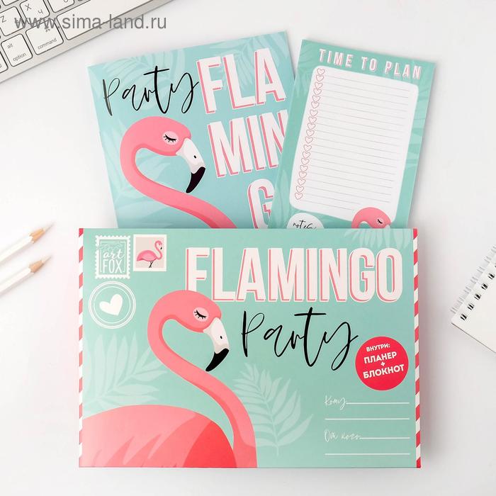Подарочный конверт: блокнот А5, 32 листа и планинг 50 листов "Фламинго"
Подарочный конверт: блокнот А5, 32 листа и планинг 50 листов "Фламинго"
