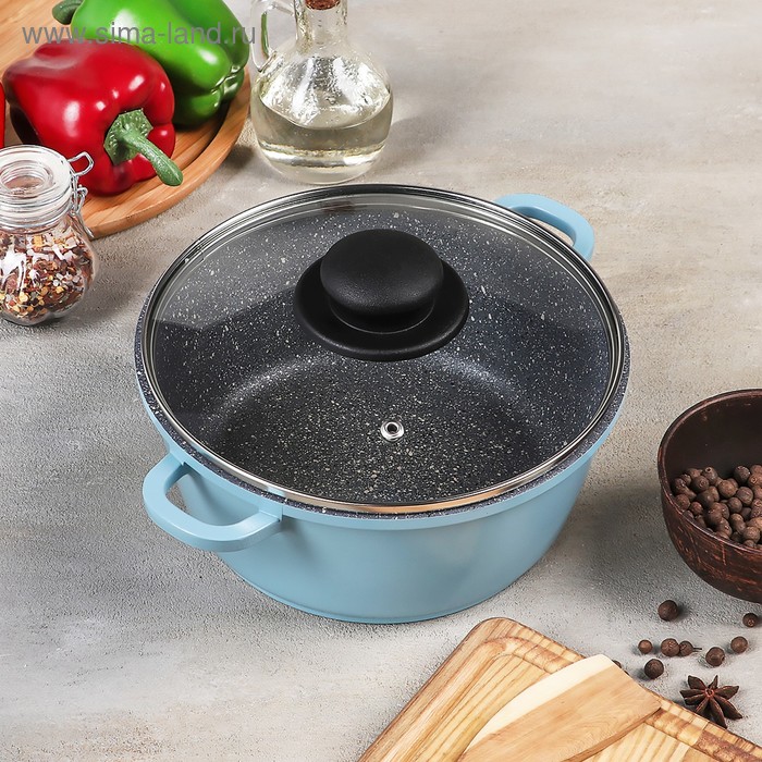 Кастрюля Color, 2 л, стеклянная крышка, цвет голубой 
Кастрюля Color, 2 л, стеклянная крышка, цвет голубой