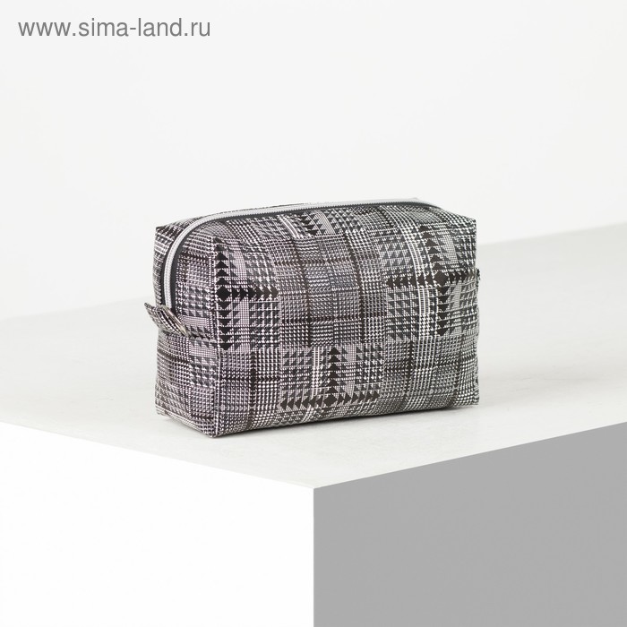 фото Косметичка дорожная, отдел на молнии, с подкладом, цвет чёрный/белый