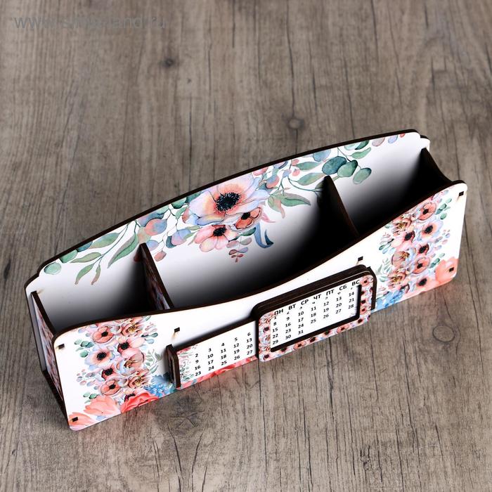 фото Органайзер для канцелярных предметов "цветочная долина", с вечным календарём дарим красиво